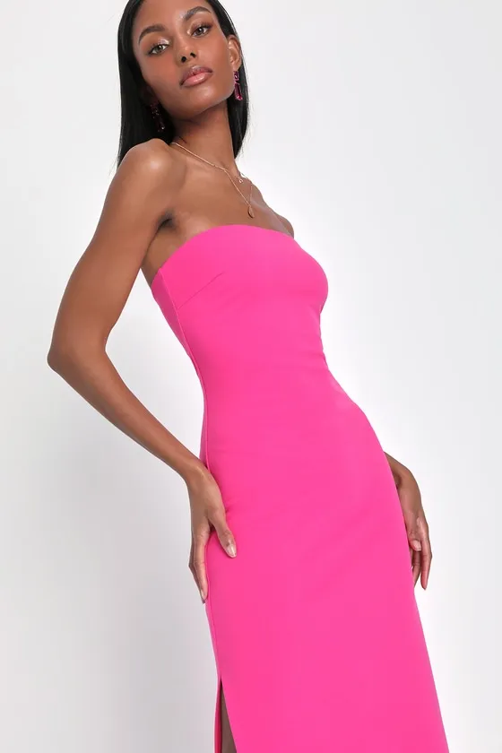 Elaborate Excellence Hot Pink Strapless Bodycon Maxi Dress sold by Lulus product image thumbnail 2