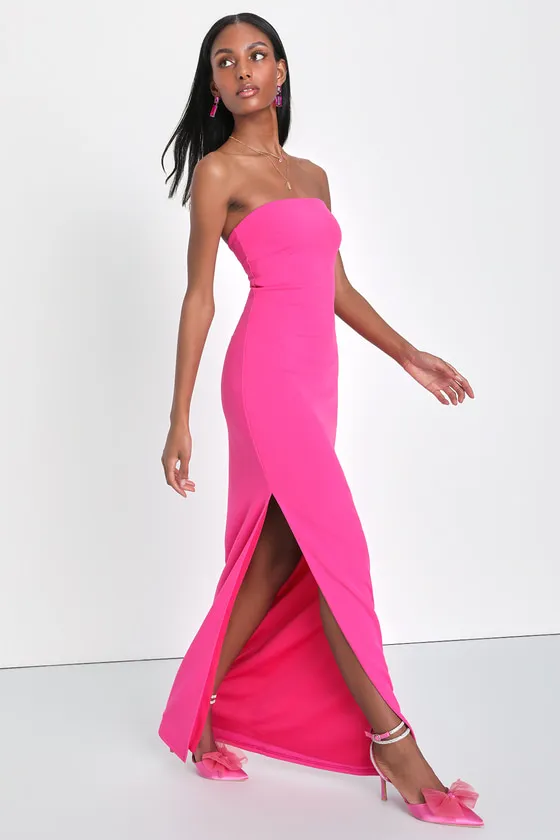Elaborate Excellence Hot Pink Strapless Bodycon Maxi Dress sold by Lulus product image thumbnail 3