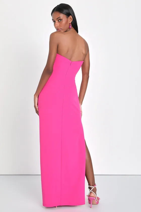 Elaborate Excellence Hot Pink Strapless Bodycon Maxi Dress sold by Lulus product image thumbnail 4