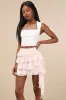Prominent Poise Blush Pink Tiered Mini Skirt sold by Lulus