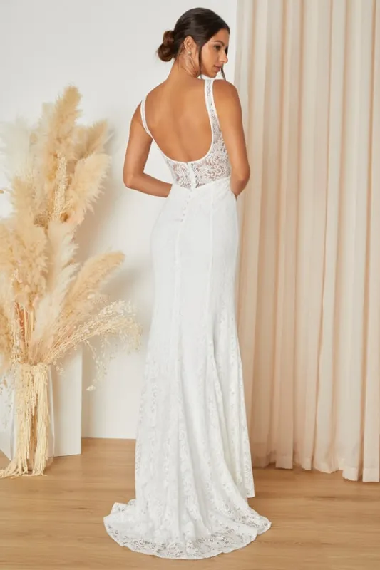Beloved Eternity White Lace Sleeveless Backless Maxi Dress sold by Lulus
