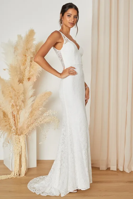 Beloved Eternity White Lace Sleeveless Backless Maxi Dress sold by Lulus product image thumbnail 4