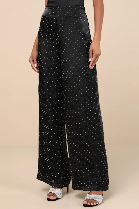 Memorable Style Black Satin Wide-Leg Pants sold by Lulus product image thumbnail 2