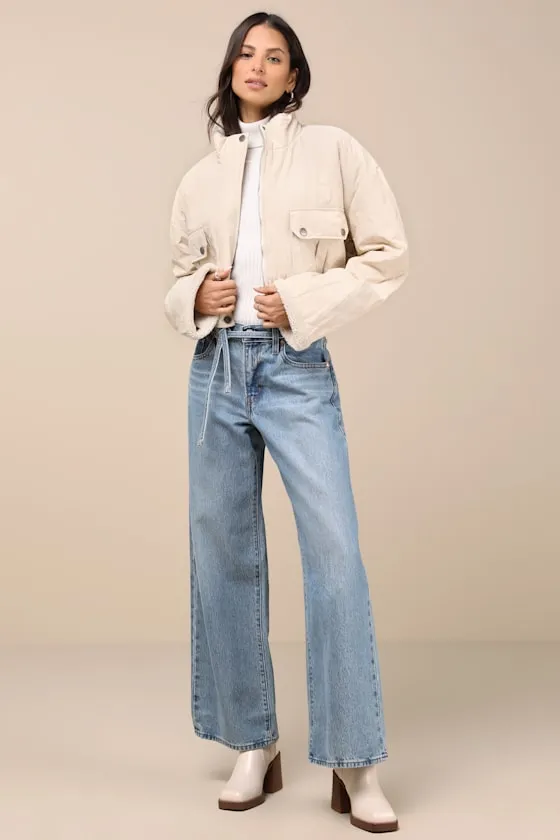 Reela Cream Quilted Cropped Jacket sold by Lulus product image thumbnail 2