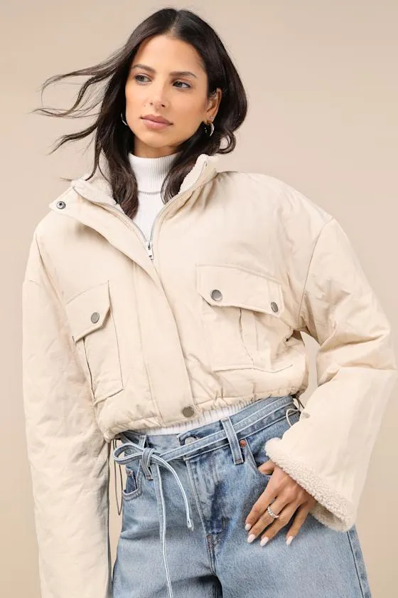 Reela Cream Quilted Cropped Jacket sold by Lulus product image thumbnail 4
