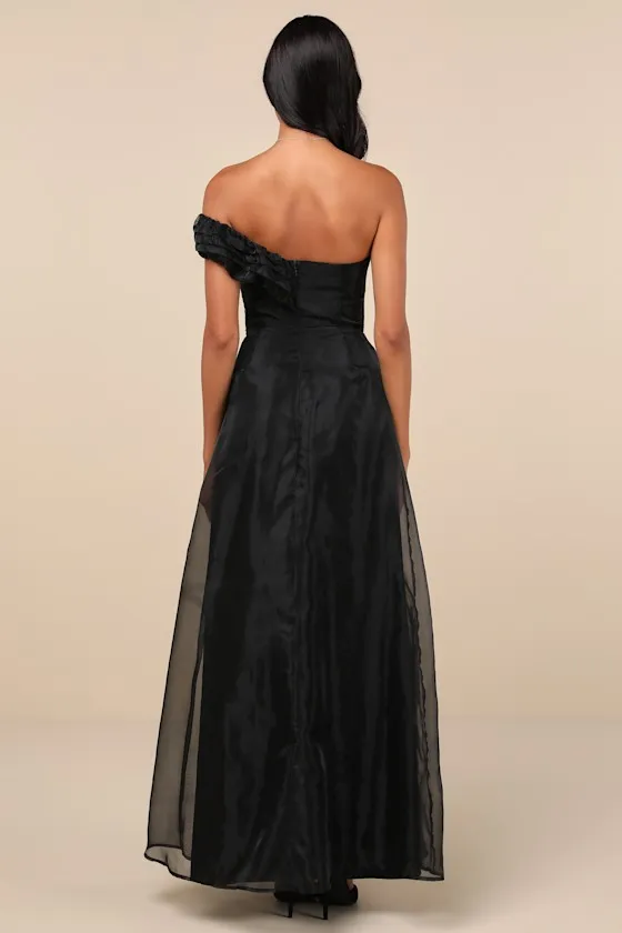 Mesmerizing Silhouette Black Organza Off-the-Shoulder Maxi Dress sold by Lulus product image thumbnail 3