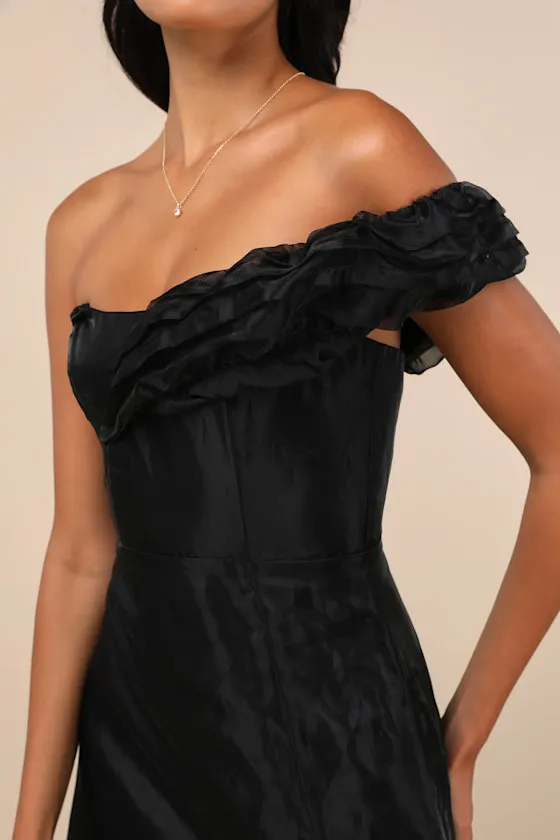 Mesmerizing Silhouette Black Organza Off-the-Shoulder Maxi Dress sold by Lulus product image thumbnail 4