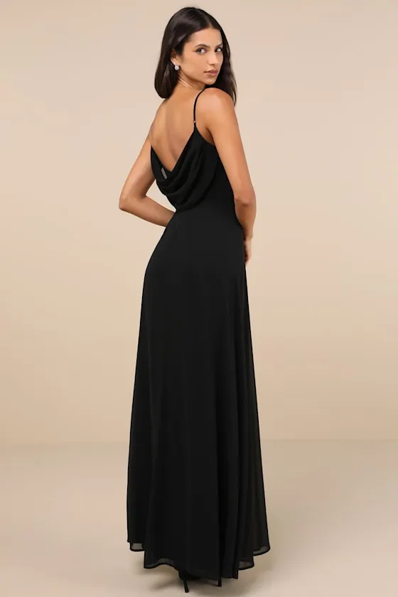 Notorious Poise Black Sleeveless Cowl Neck Maxi Dress sold by Lulus product image thumbnail 3