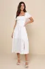 Darling Appeal White Floral Puff Sleeve Empire Waist Midi Dress sold by Lulus