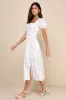 Darling Appeal White Floral Puff Sleeve Empire Waist Midi Dress sold by Lulus