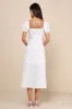 Darling Appeal White Floral Puff Sleeve Empire Waist Midi Dress sold by Lulus