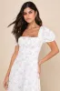 Darling Appeal White Floral Puff Sleeve Empire Waist Midi Dress sold by Lulus
