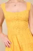 Profound Sweetness Marigold Yellow Eyelet Bustier Mini Dress sold by Lulus