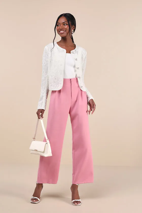 Sophisticated Confidence Ivory Lace Pearl Braid Trim Jacket sold by Lulus product image thumbnail 3