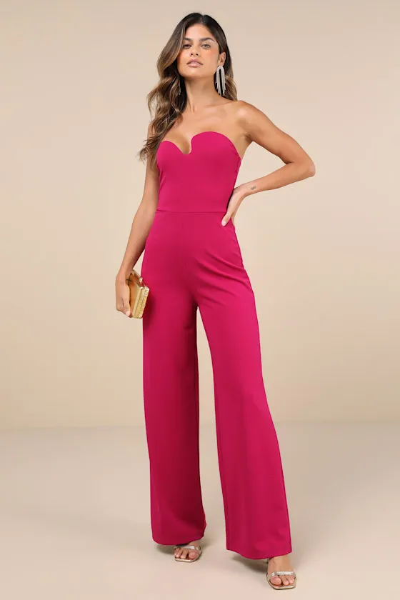 Desired Impression Magenta Asymmetrical Strapless Jumpsuit sold by Lulus product image thumbnail 2