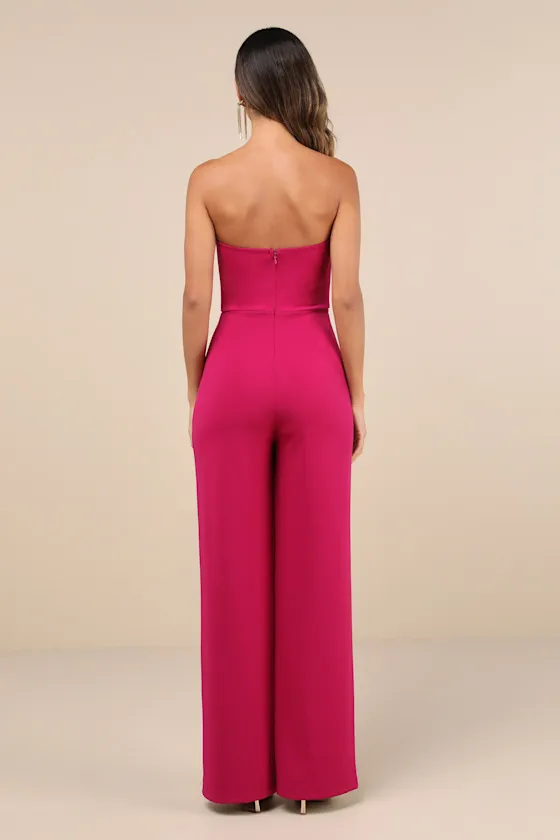 Desired Impression Magenta Asymmetrical Strapless Jumpsuit sold by Lulus product image thumbnail 3