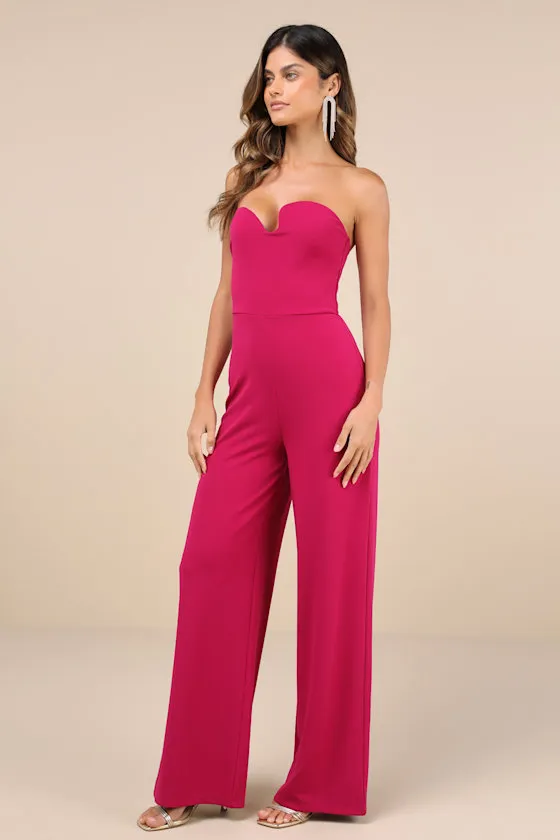 Desired Impression Magenta Asymmetrical Strapless Jumpsuit sold by Lulus product image thumbnail 4