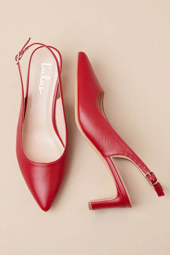 Bastienne Red Pointed-Toe Slingback Pumps sold by Lulus product image thumbnail 2
