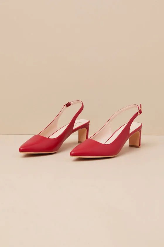 Bastienne Red Pointed-Toe Slingback Pumps sold by Lulus product image thumbnail 3