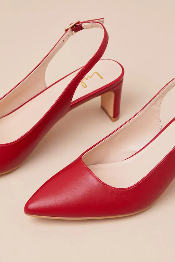 Bastienne Red Pointed-Toe Slingback Pumps sold by Lulus product image thumbnail 4