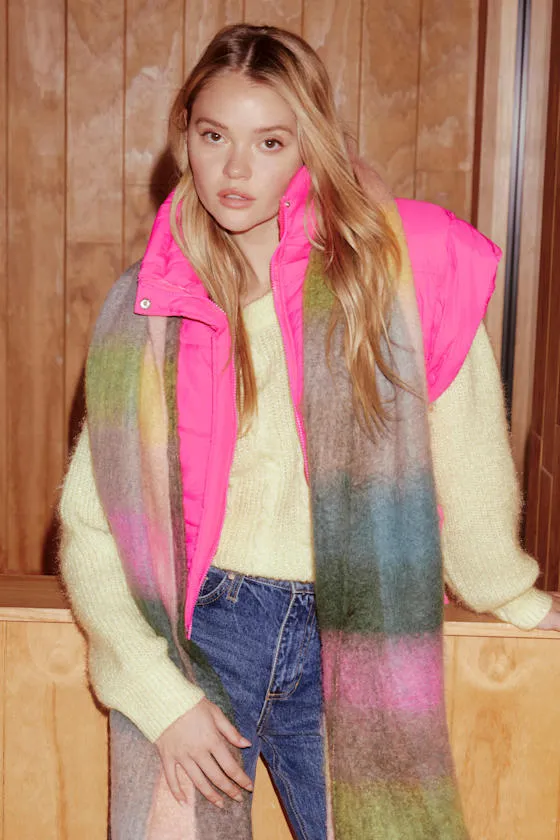 Wintertime Crush Hot Pink Quilted Cropped Side-Tie Puffer Vest sold by Lulus