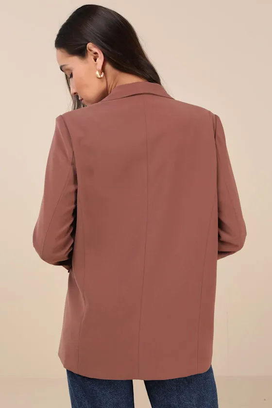 Superior Aesthetic Brown Three-Quarter Sleeve Ruched Blazer sold by Lulus product image thumbnail 3