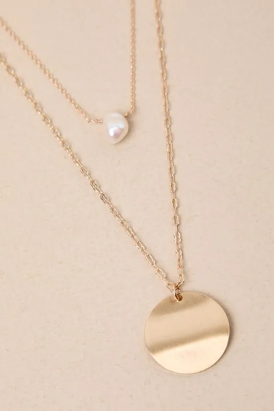 Effortlessly Ravishing Gold Pearl Pendant Layered Necklace sold by Lulus product image thumbnail 2