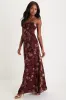 Effortless Celebration Burgundy Floral Burnout A-Line Maxi Dress sold by Lulus