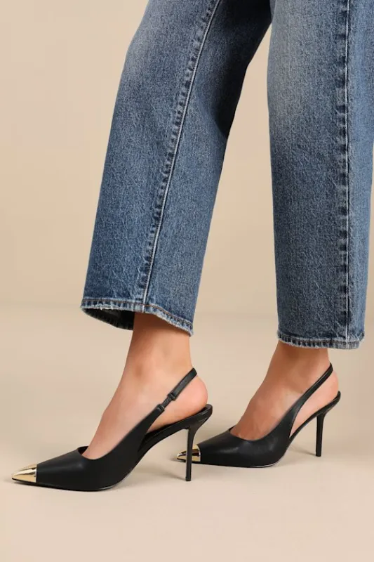 Brynnleigh Black Slingback Pumps sold by Lulus