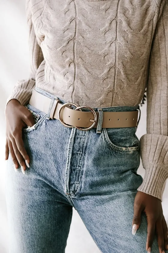Double Oh Heaven Taupe Double Buckle Belt sold by Lulus