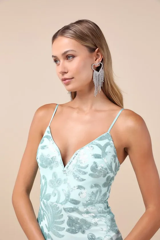Vivacious Energy Mint Blue Sequin Sleeveless Mini Dress sold by Lulus product image thumbnail 4