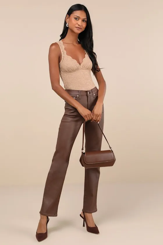Flirtatious Statement Tan Lace Back Cutout Tank Top sold by Lulus product image thumbnail 4