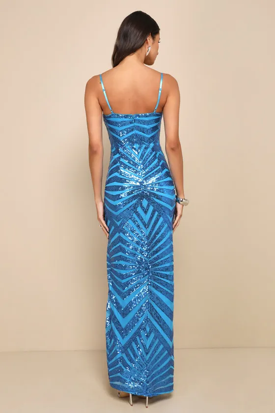 Glimmering Beauty Blue Sequin Sleeveless Column Maxi Dress sold by Lulus product image thumbnail 3