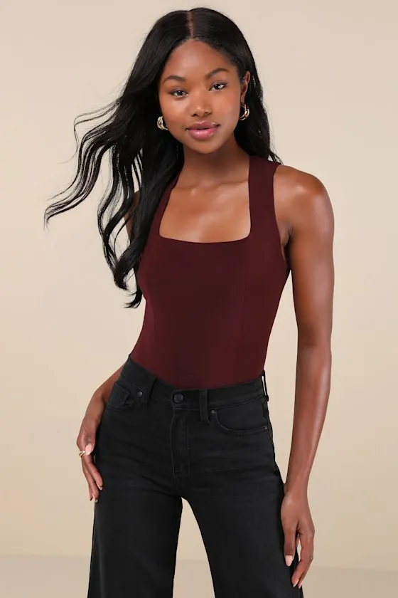 Chicly Elevated Chocolate Brown Mesh Sleeveless Bodysuit sold by Lulus