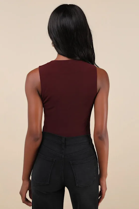 Chicly Elevated Chocolate Brown Mesh Sleeveless Bodysuit sold by Lulus product image thumbnail 3