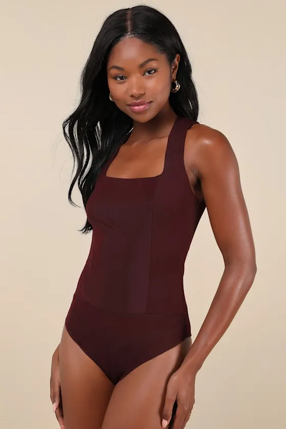 Chicly Elevated Chocolate Brown Mesh Sleeveless Bodysuit sold by Lulus product image thumbnail 4