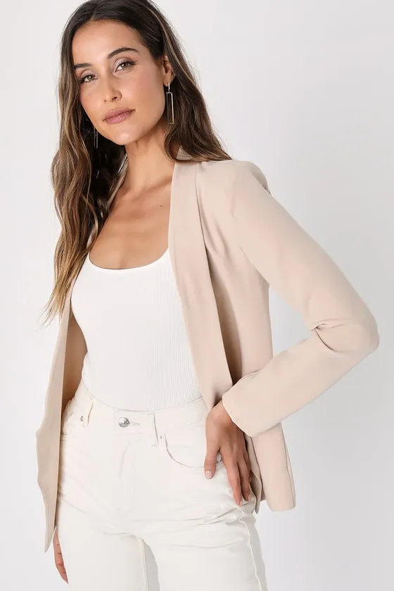 Miss Punctuality Taupe Lightweight Blazer sold by Lulus