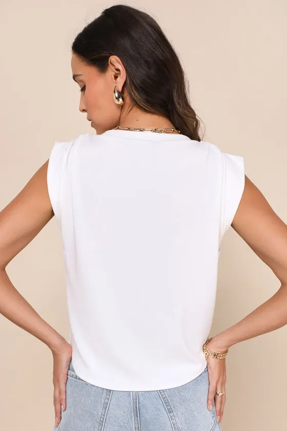 Casual Inspiration Ivory Ruched Short Sleeve Tee sold by Lulus product image thumbnail 3