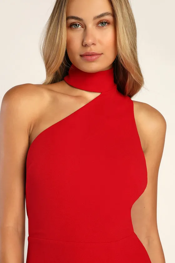 Keep It Interesting Red Asymmetrical Cutout Halter Maxi Dress sold by Lulus product image thumbnail 3