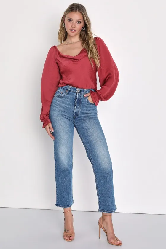 Ribcage Straight Medium Wash Ankle Jeans sold by Lulus