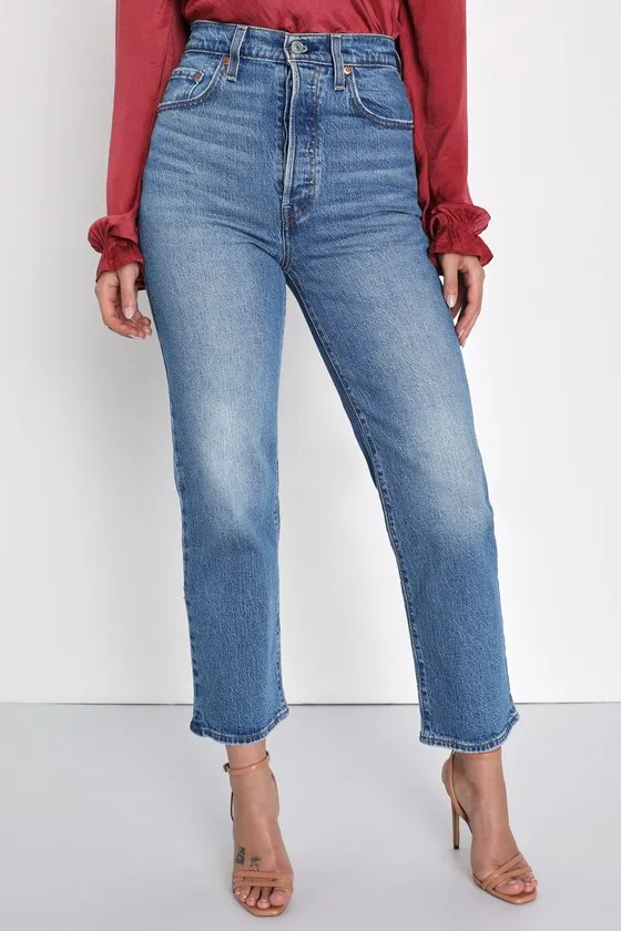 Ribcage Straight Medium Wash Ankle Jeans sold by Lulus product image thumbnail 4