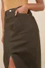 Uniquely Trendsetting Olive Green High-Rise Denim Midi Skirt sold by Lulus