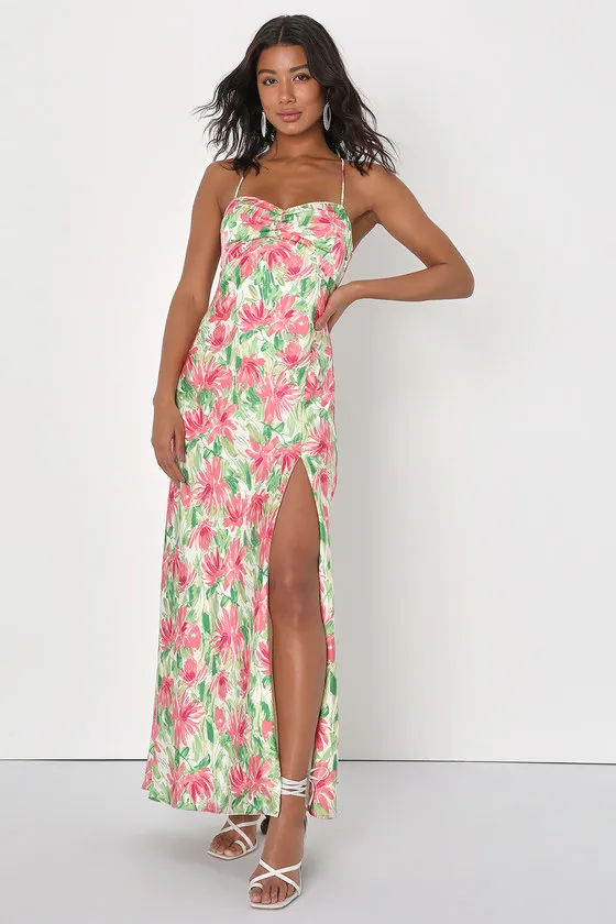 Vacay Getaway Ivory Multi Floral Print Backless Maxi Dress sold by Lulus product image thumbnail 4