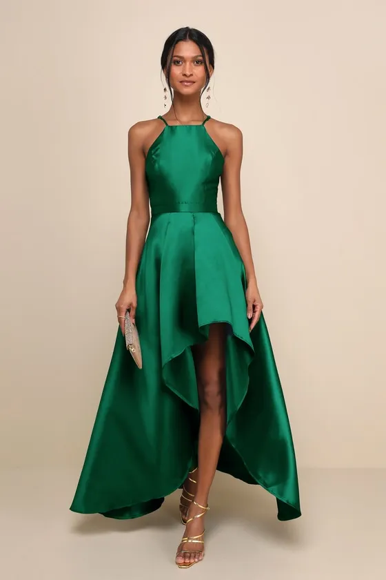 Broadway Show Emerald Green High-Low Gown sold by Lulus
