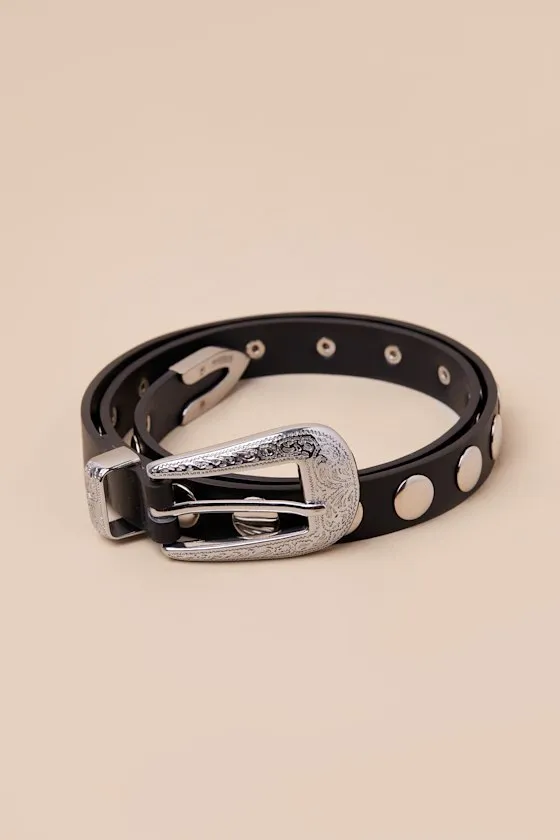 Phoenix Black and Silver Metal Stud Belt sold by Lulus product image thumbnail 2