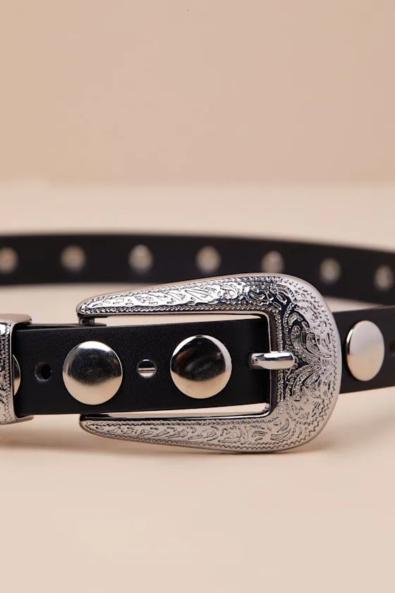 Phoenix Black and Silver Metal Stud Belt sold by Lulus product image thumbnail 4