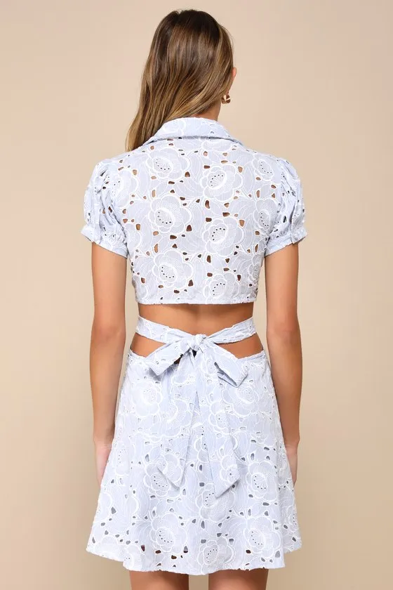 Perfectly Angelic Light Blue Embroidered Floral Mini Dress sold by Lulus product image thumbnail 2