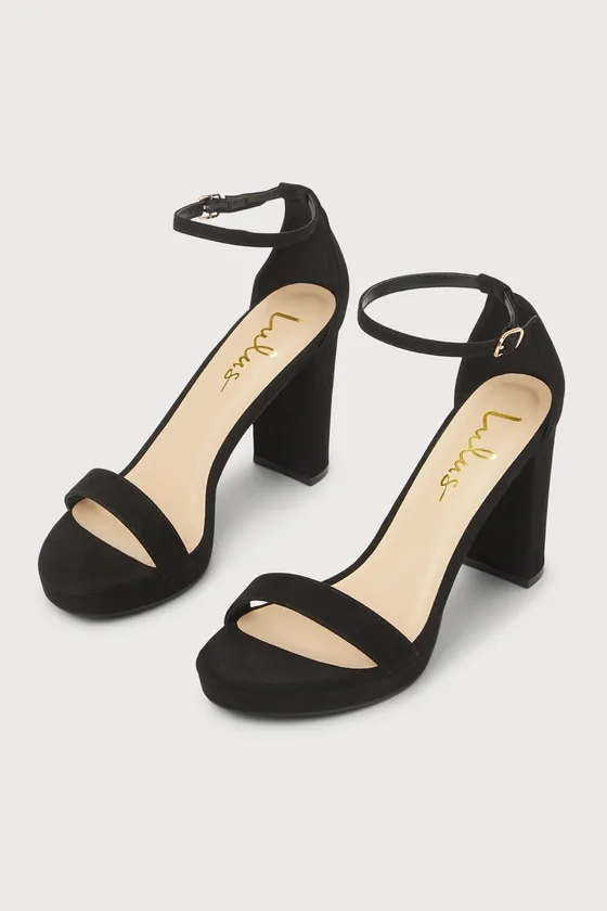 Kinsella Black Suede Platform Ankle Strap High Heels sold by Lulus product image thumbnail 2