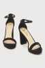 Kinsella Black Suede Platform Ankle Strap High Heels sold by Lulus