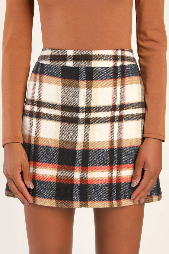 Mad for Plaid Navy and Cream Plaid Mini Skirt sold by Lulus product image thumbnail 2